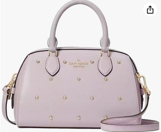 Kate Spade Madison Saffiano Studded Faux Pearls Duffle in Lilac